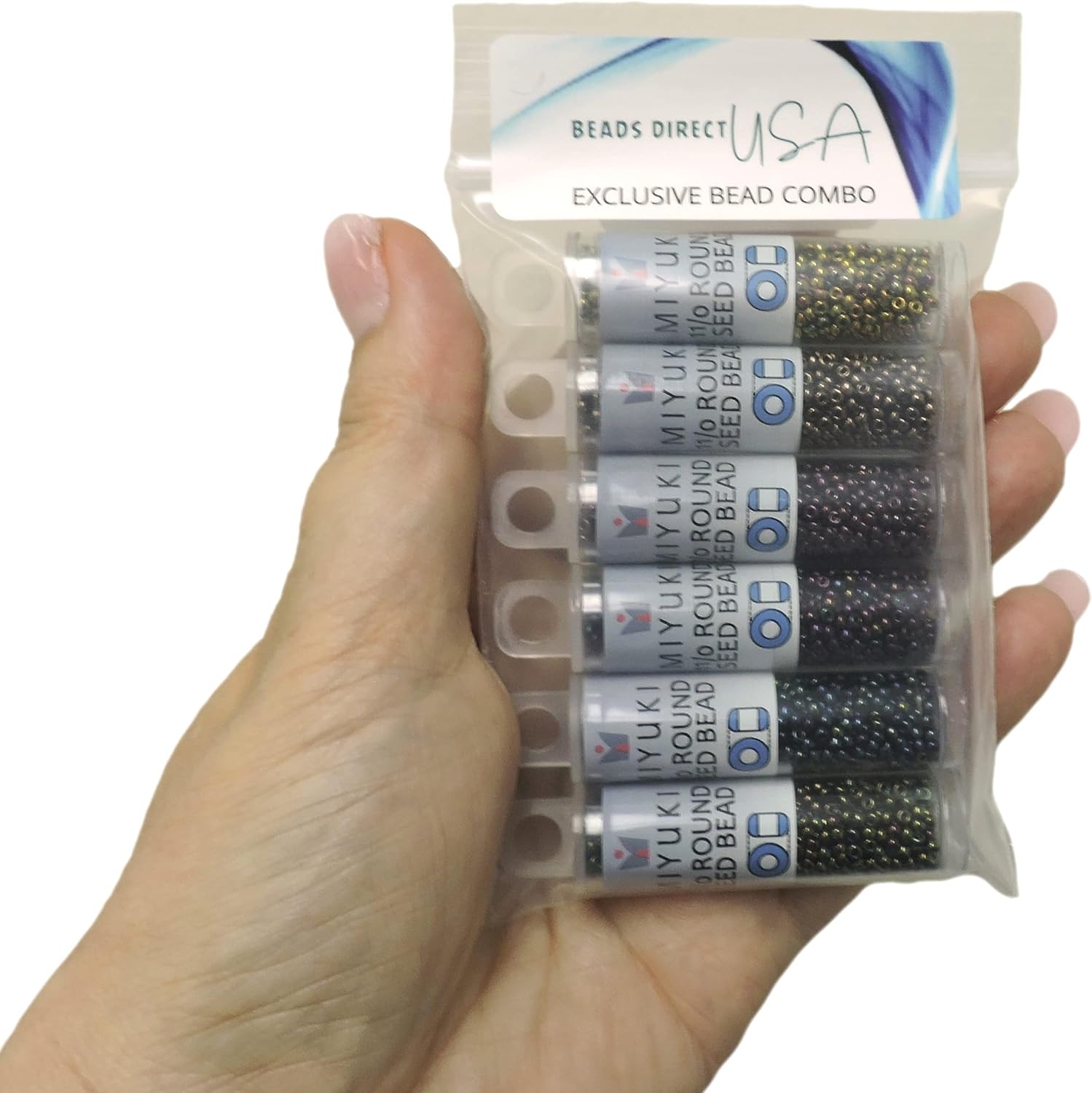 Metallic Iris 6 Color Mix Miyuki Round Rocaille Seed Beads Size 11/0, Each in 2, 8.5 Gram Tube