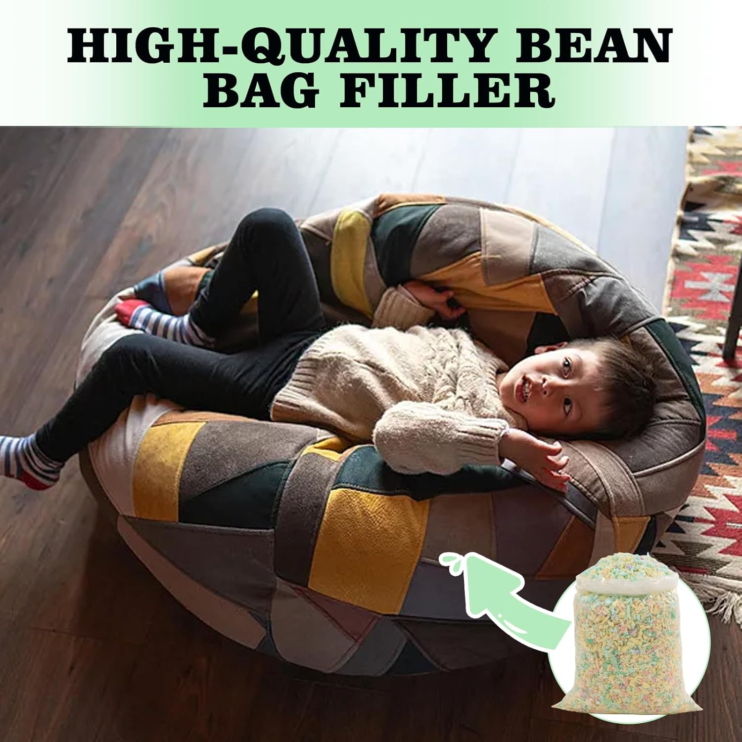 Louis Donne 7.7 lbs Shredded Foam Bean Bag Filler Plush Colorful High Resilience Foam Filling Soft Comfortable Filling for Cushions Stuffed Ottoman Car Cushions Foot Stools Pet Beds Arts Crafts