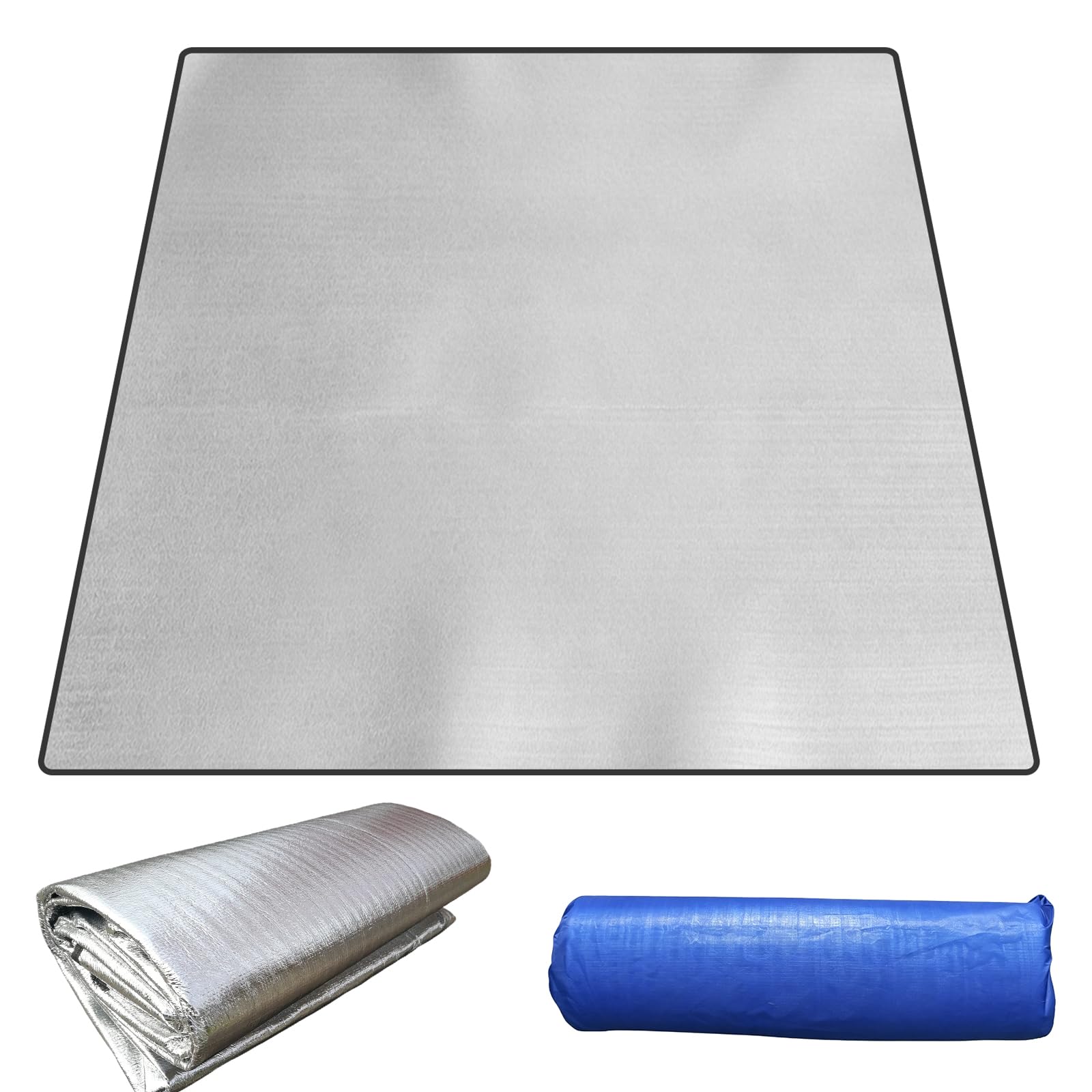 Alu Isomatte Schaummatten, 200x200cm Isoliermatte Faltbare Isolierdecke Zeltmatte Bodenmatte Thermomatte Schlafmatte für Camping Thermodecke Matte aus Aluminiumfolie