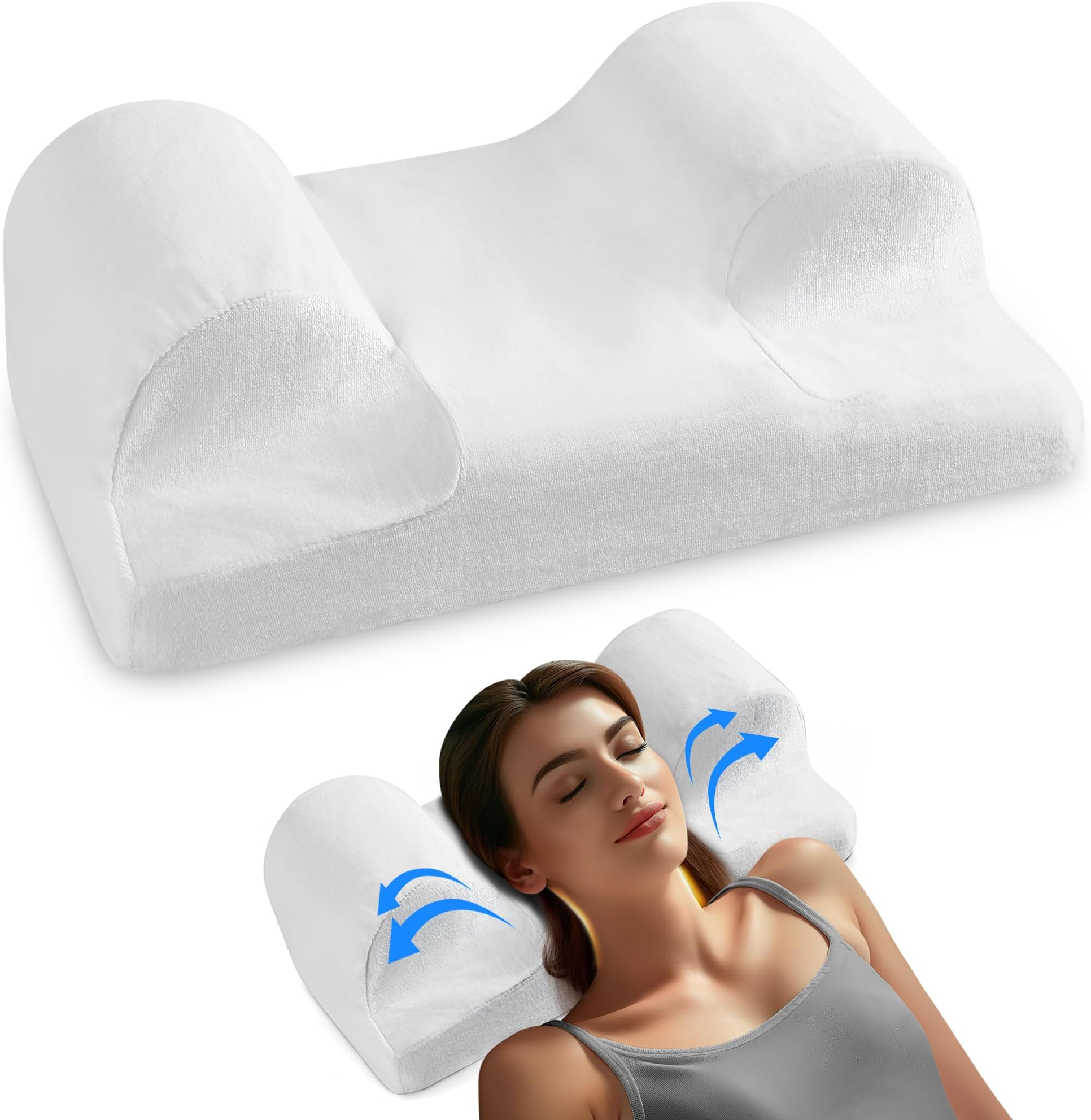 YourFacePillow - Ergonomic Cervical Memory Foam Pillow for Comfortable Back Sleeping - Neck & Shoulder Support - Best Sleep Alignment - Standard