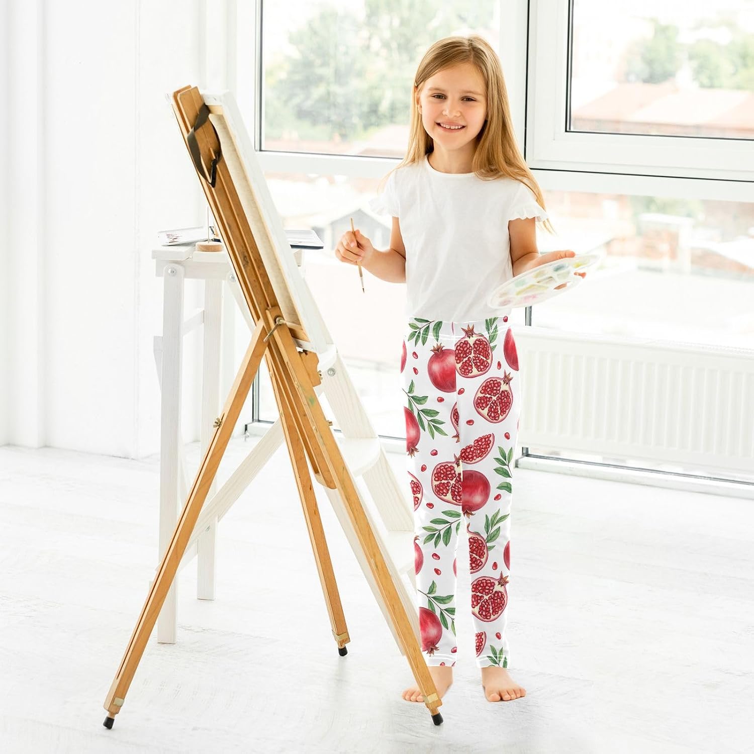 Stretch Leggings for Girls Pomegranate Fruit Cute