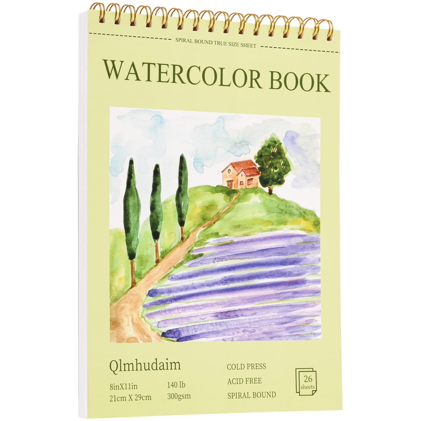 Bloc de papier aquarelle 20,3 x 27,9 cm (26 feuilles, 300 g), spirale – Relié avec déchirure – Carnet de croquis de qualité artistique – Papier aquarelle pour adultes et enfants – Croquis aquarelle et