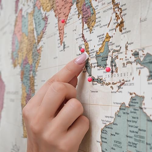 Miniatura 6 de Mapa del mundo en lienzo con tablero de corcho - Letras inglesas - Decoración decorativa de pared para todas las habitaciones - Cuadros en lienzo