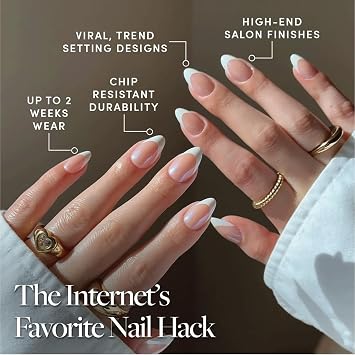 Glamnetic Press On Nails - Short Almond, Glazed Fake Nails 30 Pc Full Kit