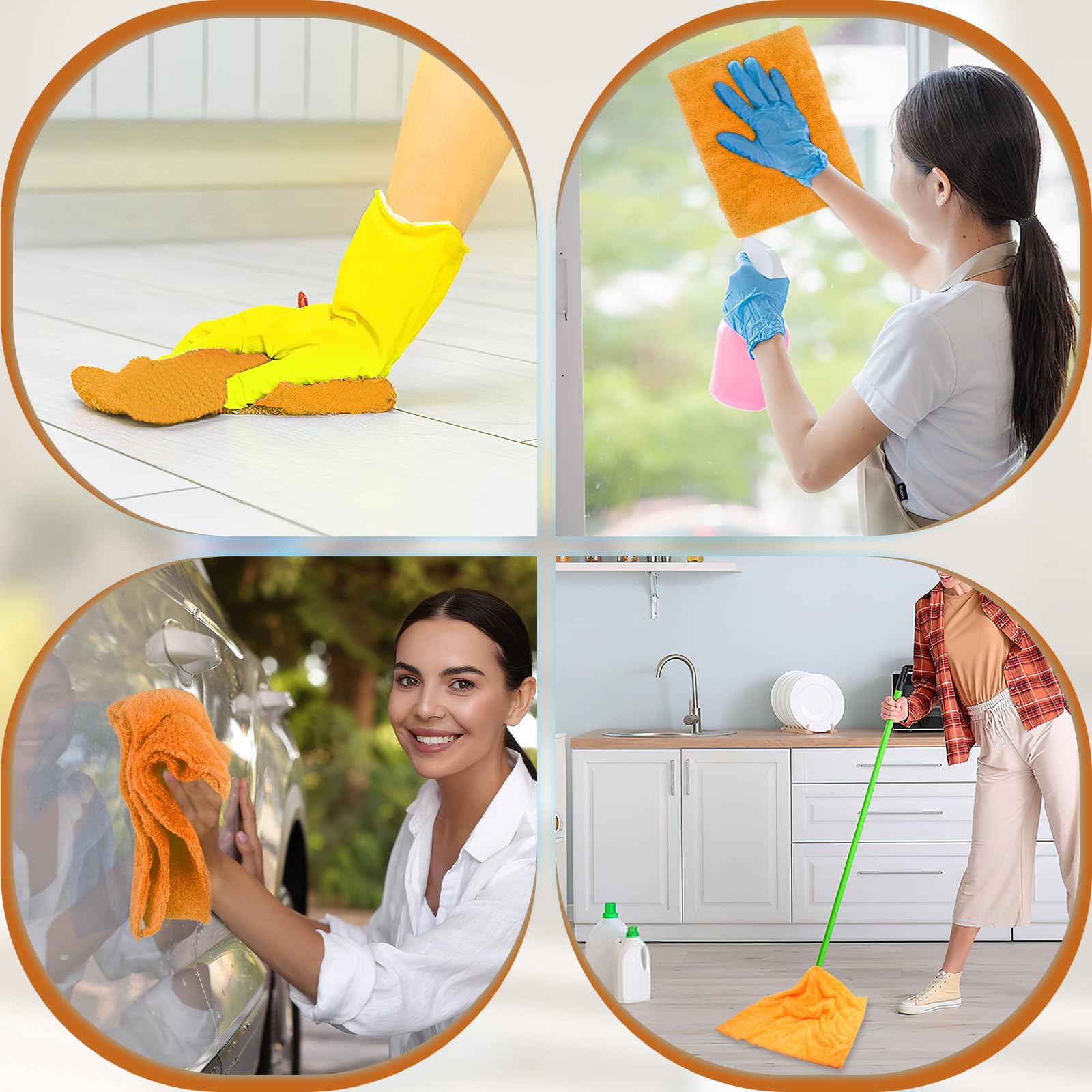 4 paños de limpieza de microfibra extragrandes, 30 x 20 pulgadas, lavables y reutilizables, para escobilla de goma, casa, suelo, cocina, coche, ventana, altamente absorbente, sin pelusas ni