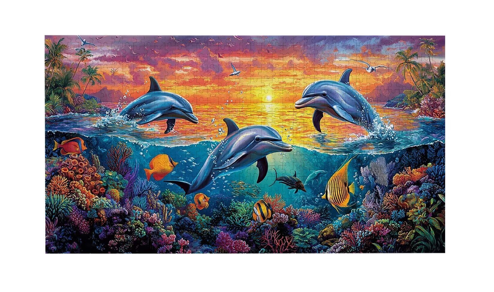 Puzzle dla dorosłych 900 elementów delfiny koralowe 87 x 34 cm niemożliwe trudne wyzwanie, puzzle dla dorosłych gra edukacyjna wyzwanie zabawki 900 elementów puzzli dla dorosłych, kreatywna rozrywka