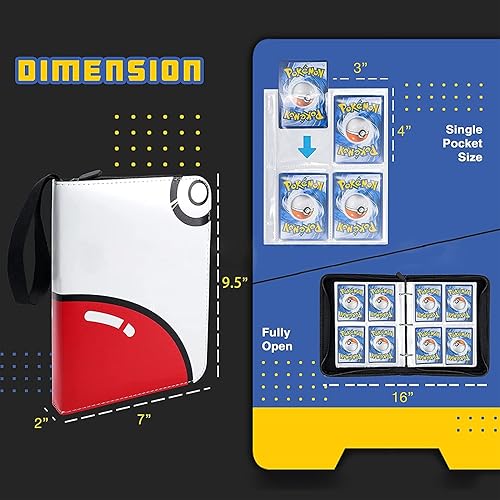 Miniatura 5 de Carpeta para tarjetas, funda de transporte para libros, con capacidad para hasta 400 tarjetas, compatible con 50 páginas de 9 bolsillos de alta