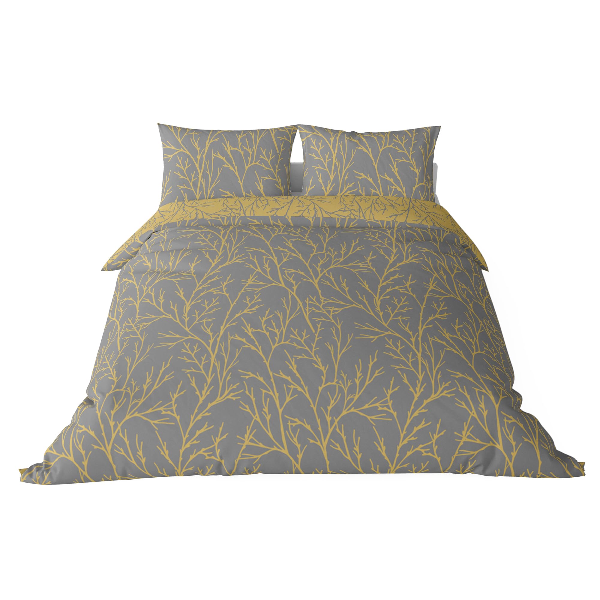 Brielle Düz Pamuk Saten Nevresim Setleri, Sarı, Queen Size