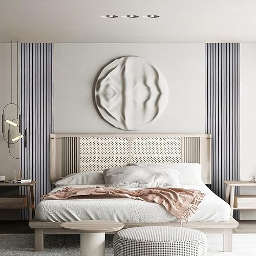 Miniatura 6 de Paneles de pared de madera acústicos para decoración de paredes interiores, dos paneles de pared insonorizados 3D de 94.68 x 12.79 pulgadas, roble