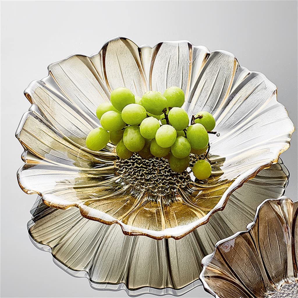 Plateau de fruits en verre moderne Plateau de rangement pour noix de fruits secs Assiette à salade Creative Home Desktop Snack Conteneurs de stockage de bonbons Décoration (Couleur : A, taille : comm