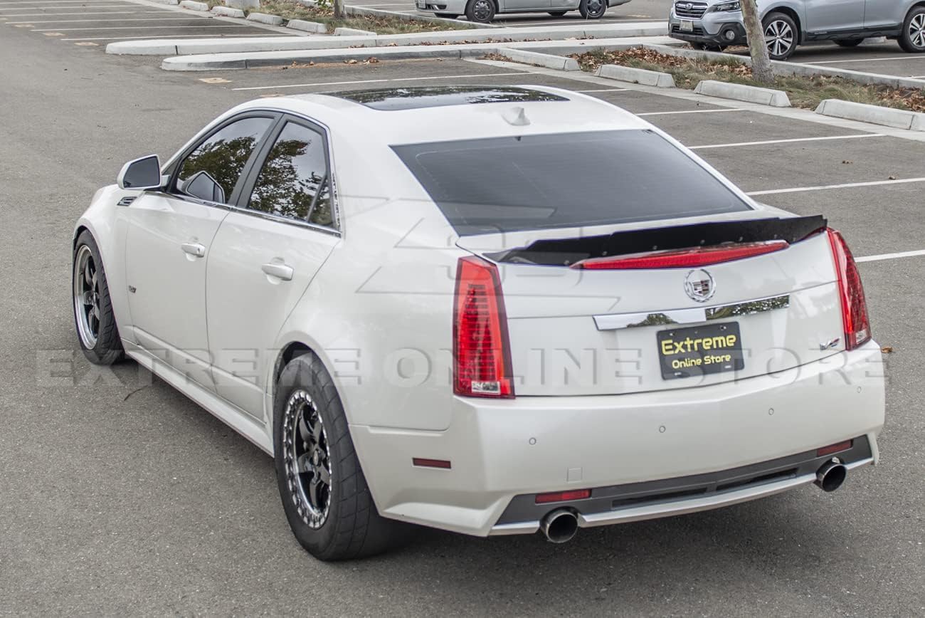Replacement for 2009-2015 Cadillac CTS-V Sedan Models | Performance Boomerang Style Rear Trunk Lid Wing Spoiler Wickerbill Insert (ABS Plastic - Primer Black)
