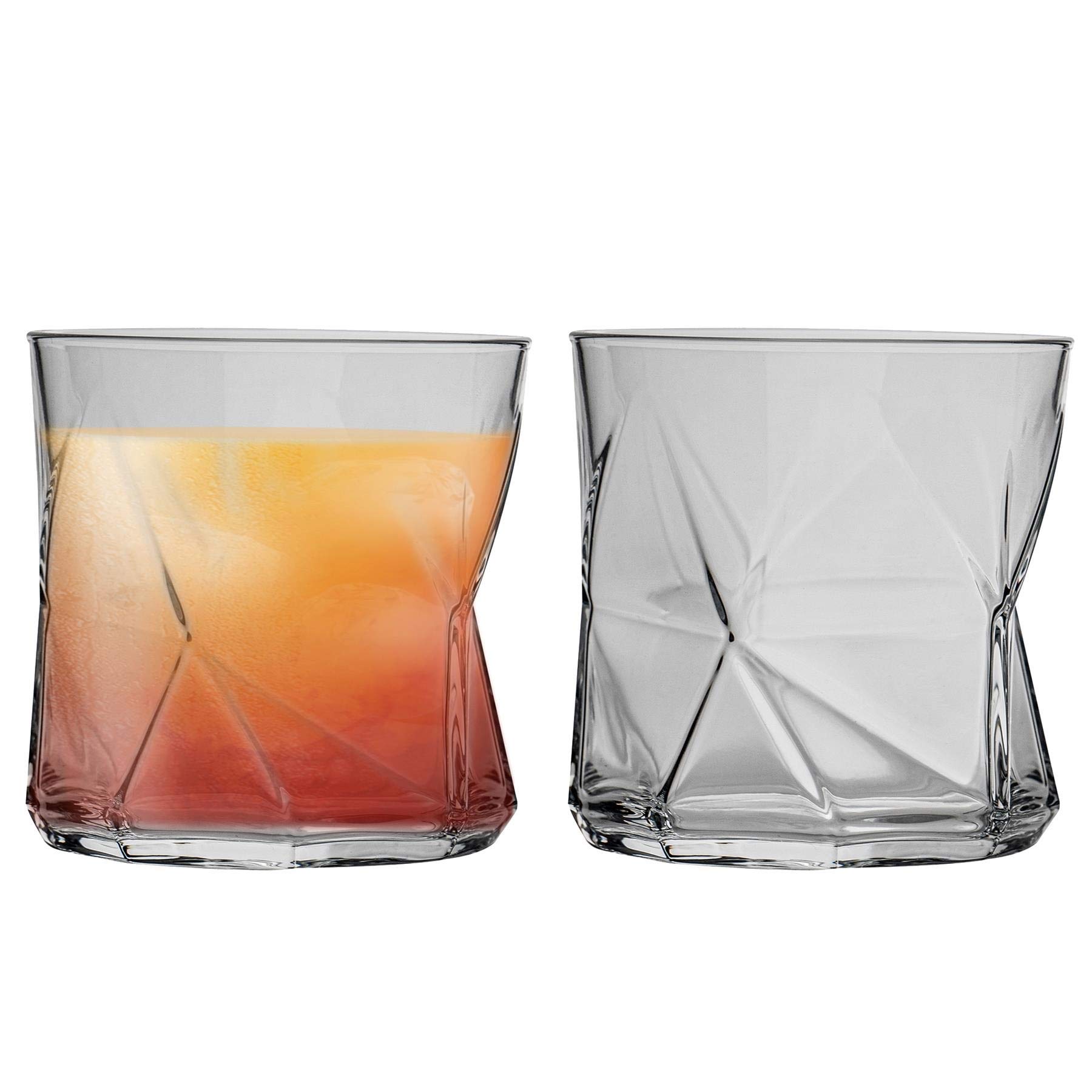 Bormioli Rocco Cassiopea Geometric Whisky Tumbler Glasses Set - 320ml - Pack of 2