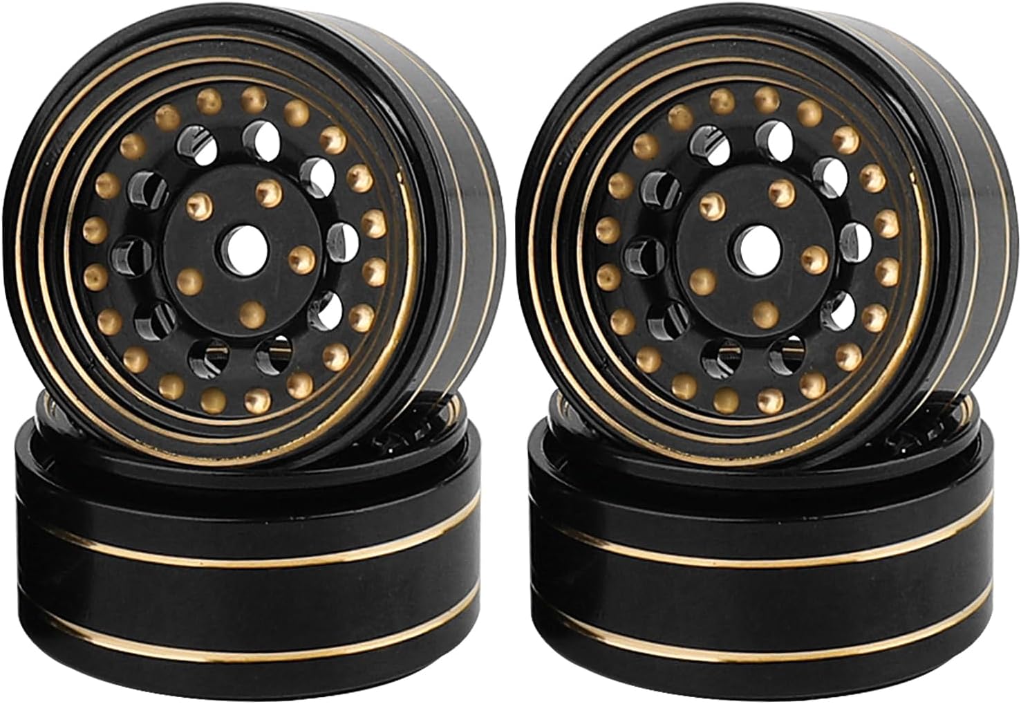 1.0 Brass Beadlock Wheel Rims 4PCS Brass Crawler Wheels for TRX4M SCX24 FCX24 1/24 1/18 RC Crawler,42g/pcs (starry)