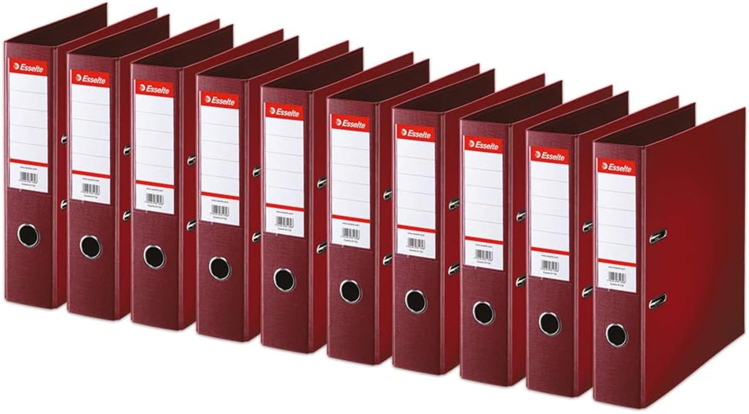 Esselte Standard, Confezione da 10 raccoglitori a leva, Bordeaux, dorso 75 mm, A4, PP, 320280