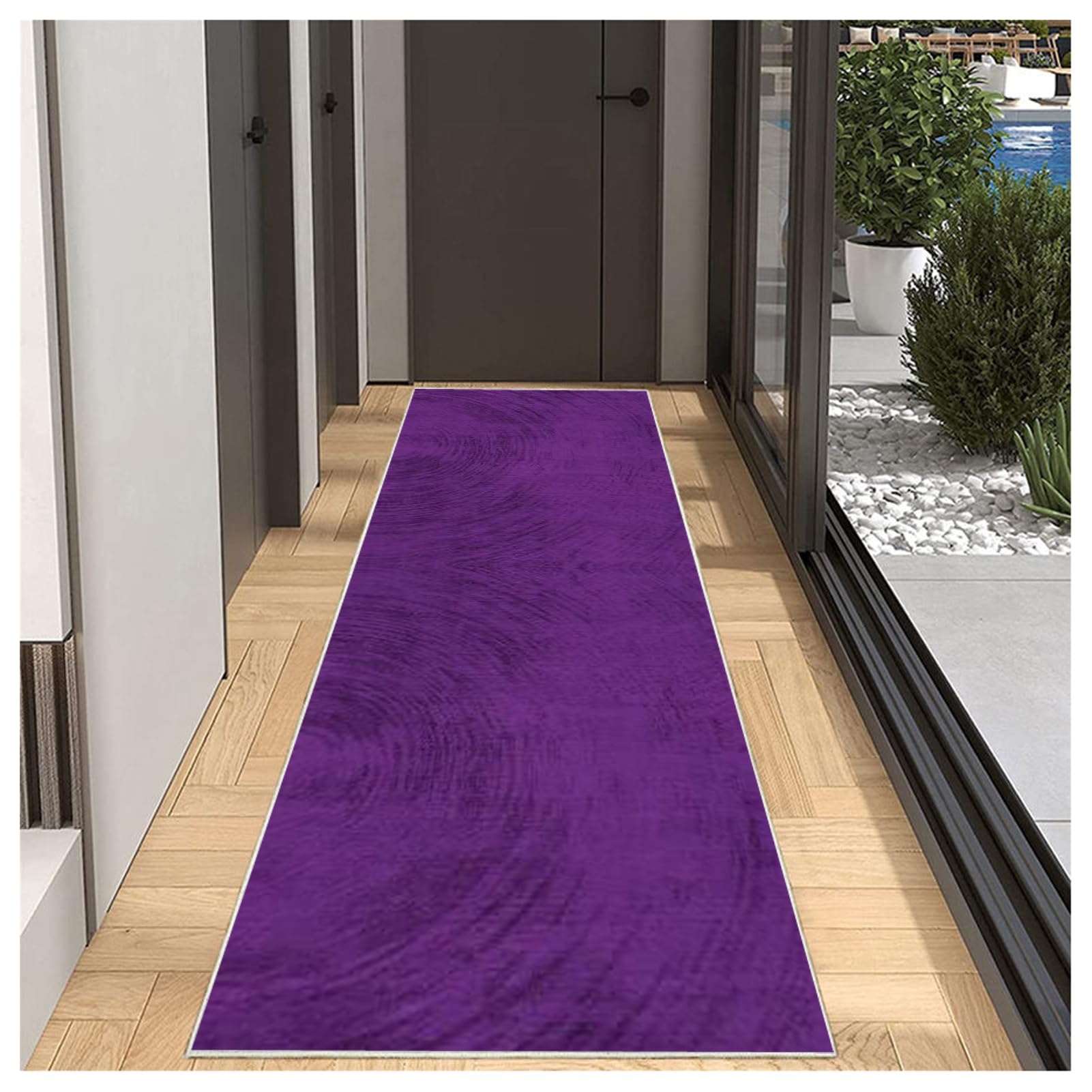 Contemporary Runner Carpet for Hallway 60x500cm, Non-Slip Washable Kitchen Rug Adjustable by Meter, Purple Hall Runner Mat Entrance Floor Covering for Bedroom Living Room Corridor Laundry Area — image 1