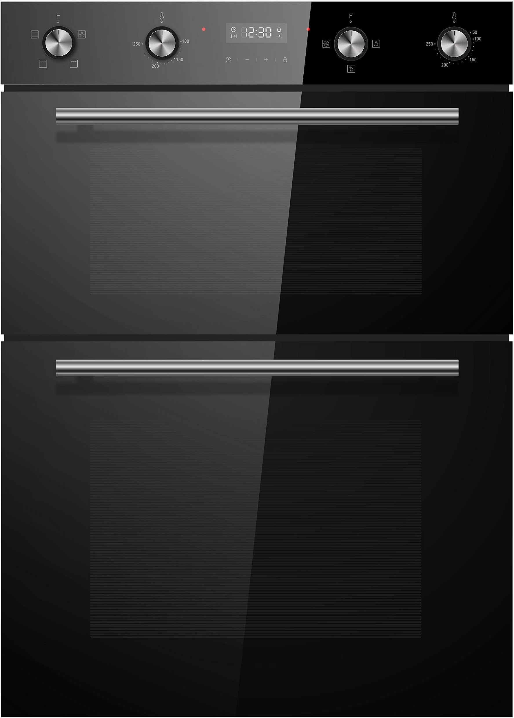 Cookology CDO900BK 90cm Black Glass Builtin Electric Double Oven