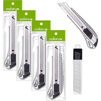 Colorus Cutter Knives Set of 5 18 mm Die-Cast Aluminium with Lock