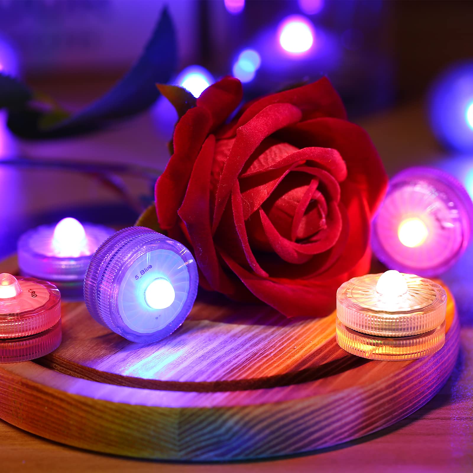 Bougies Chauffe-plat LED Sans Flamme, Mini Lumière Sous-marine, D'éclairage LED Pour Bassin, Piscine, Aquarium, Vase,(lot De 12) - Jardin