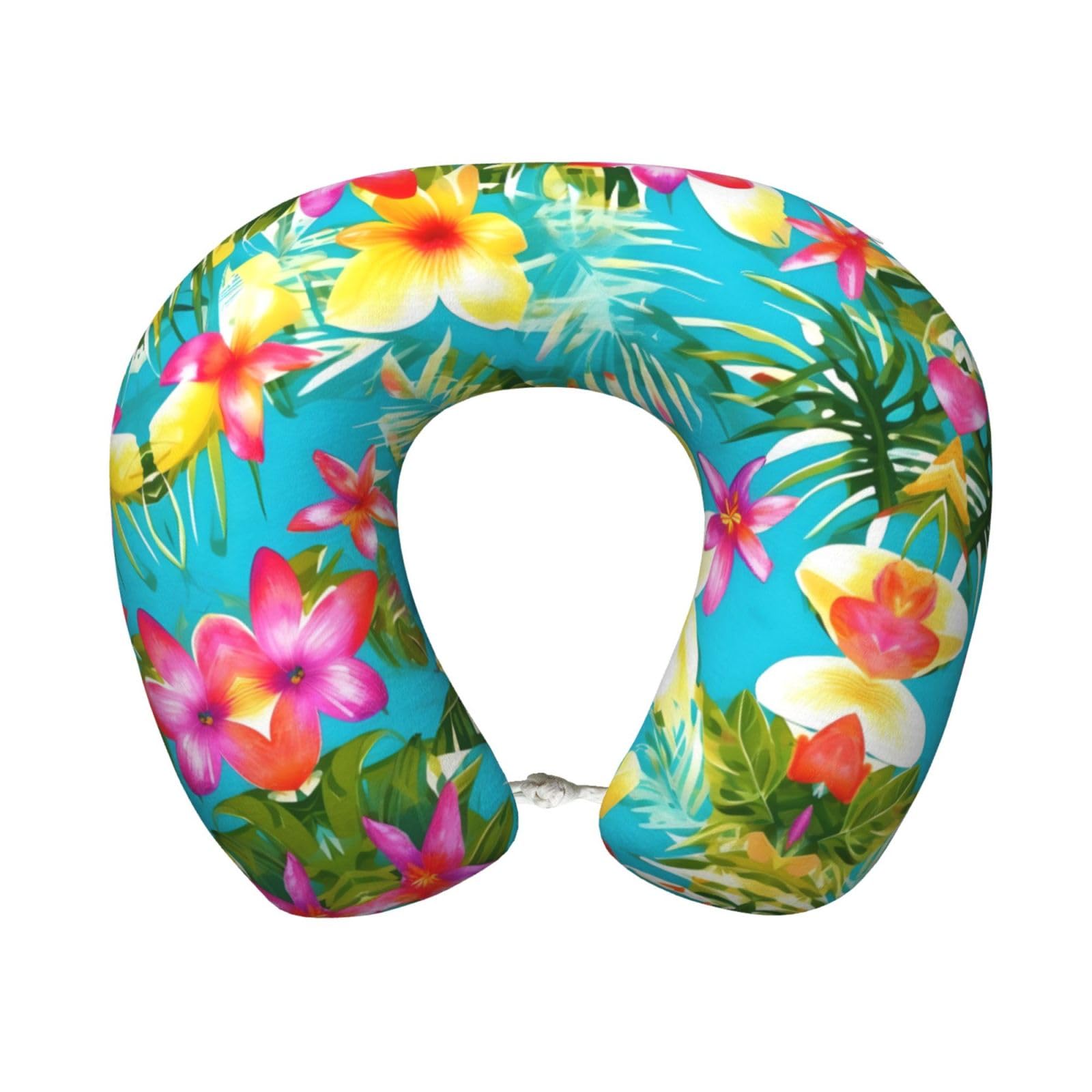 peiyeety Summer Style Hawaiian Print Custom U-Shaped Pillow,Memory Foam Cervical Neck Travel Pillow,for Home,Camping,Travelling