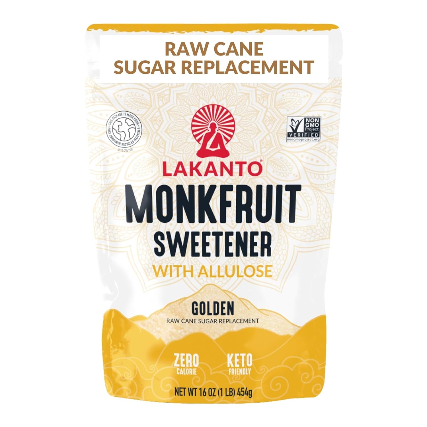 Lakanto Golden Monk Fruit Sweetener with Allulose - Raw Cane Sugar Substitute, Erythritol Free, Gluten Free, Vegan, Keto Friendly, Sugar Replacement (Golden - 1 lb - Pack of 1) Lakanto Golden Monk Fruit Sweetener with Allulose - Raw Cane Sugar Substitute, Erythritol Free, Gluten Free, Vegan, Keto Friendly, Sugar Replacement (Golden - 1 lb - Pack of 1)