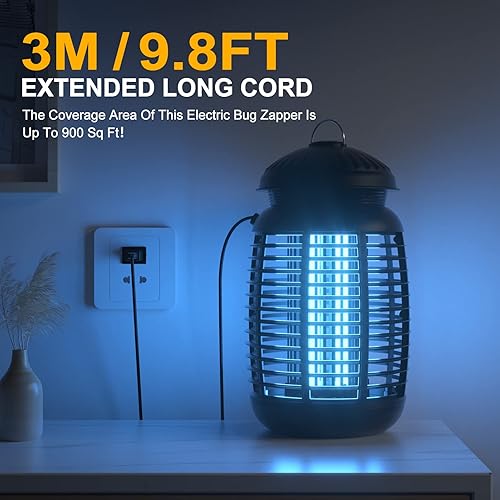 Miniatura 6 de Exterminador de insectos con sensor de luz, matamosquitos al aire libre 4200V eléctrico asesino de insectos asesino de mosquitos, matamoscas