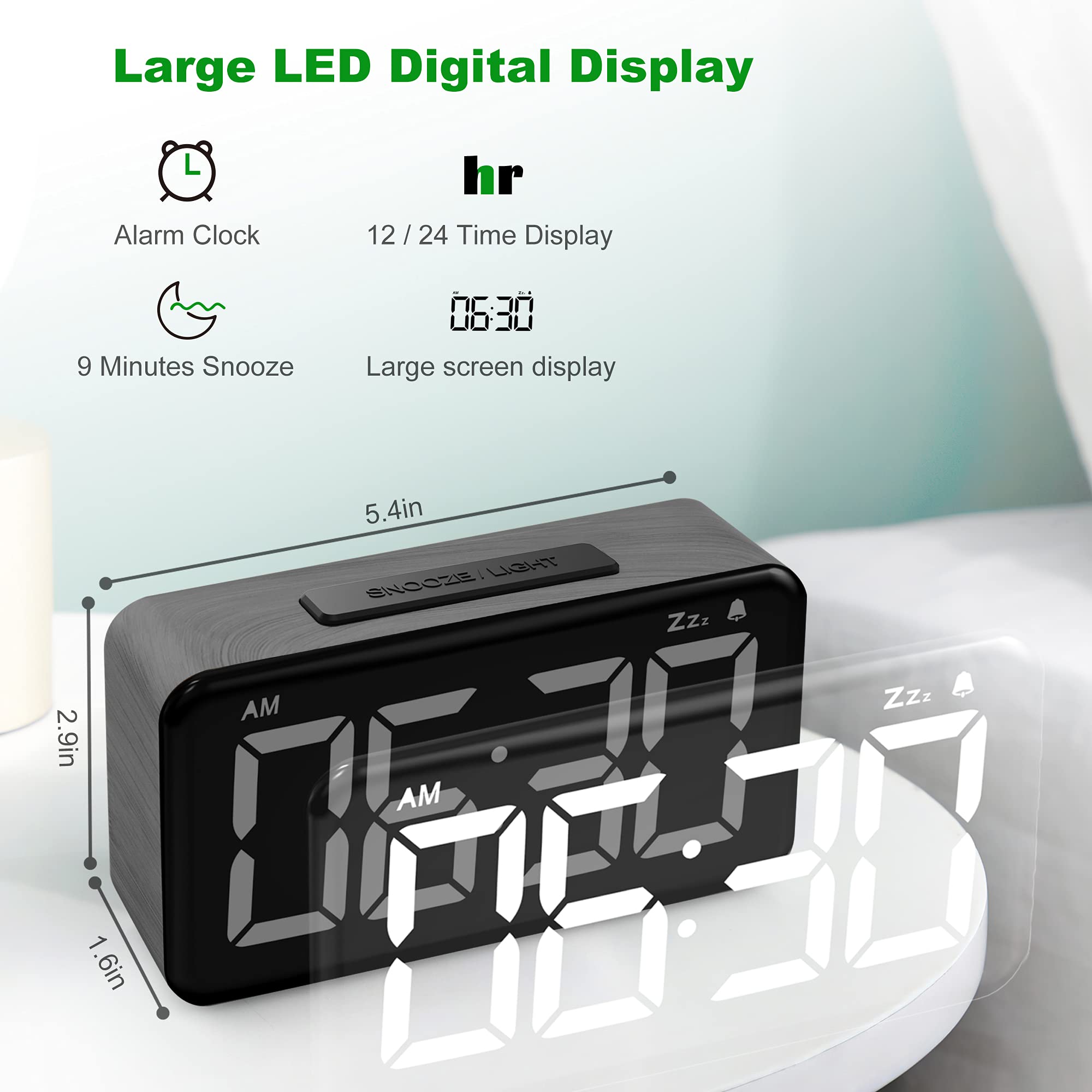 Buy LEERON Alarm Clock Digital Alarm Clocks for Bedrooms Heavy Sleepers