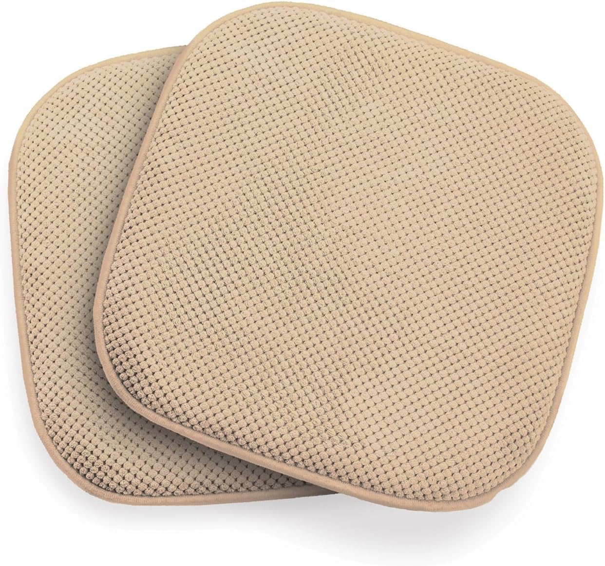 Coopers of Stortford 2 Pack Durable Textured Chenille Memory Foam Seat Pads L40 x W40cm (Latte)
