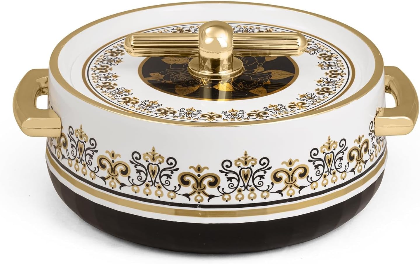 Casserole Set Inner Steel Casserole Keeps Food hot & Fresh Advanced PU Insulation Elegant Design Hot Pot Chapati Roti Biryani Kitchen Gift Item Pack Of 1 1700ml (Coral Black)