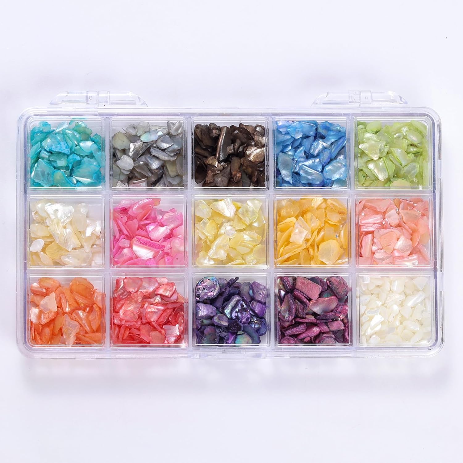 Iridescent Shell Nail Art Flake Natural Irregular Mermaid Seashell Nail Charm Summer Beach Ocean 3D Shiny Opal Seashell Nail Slices Decorations for UV Gel Acrylic Nails DIY Manicure Supplies Fragments