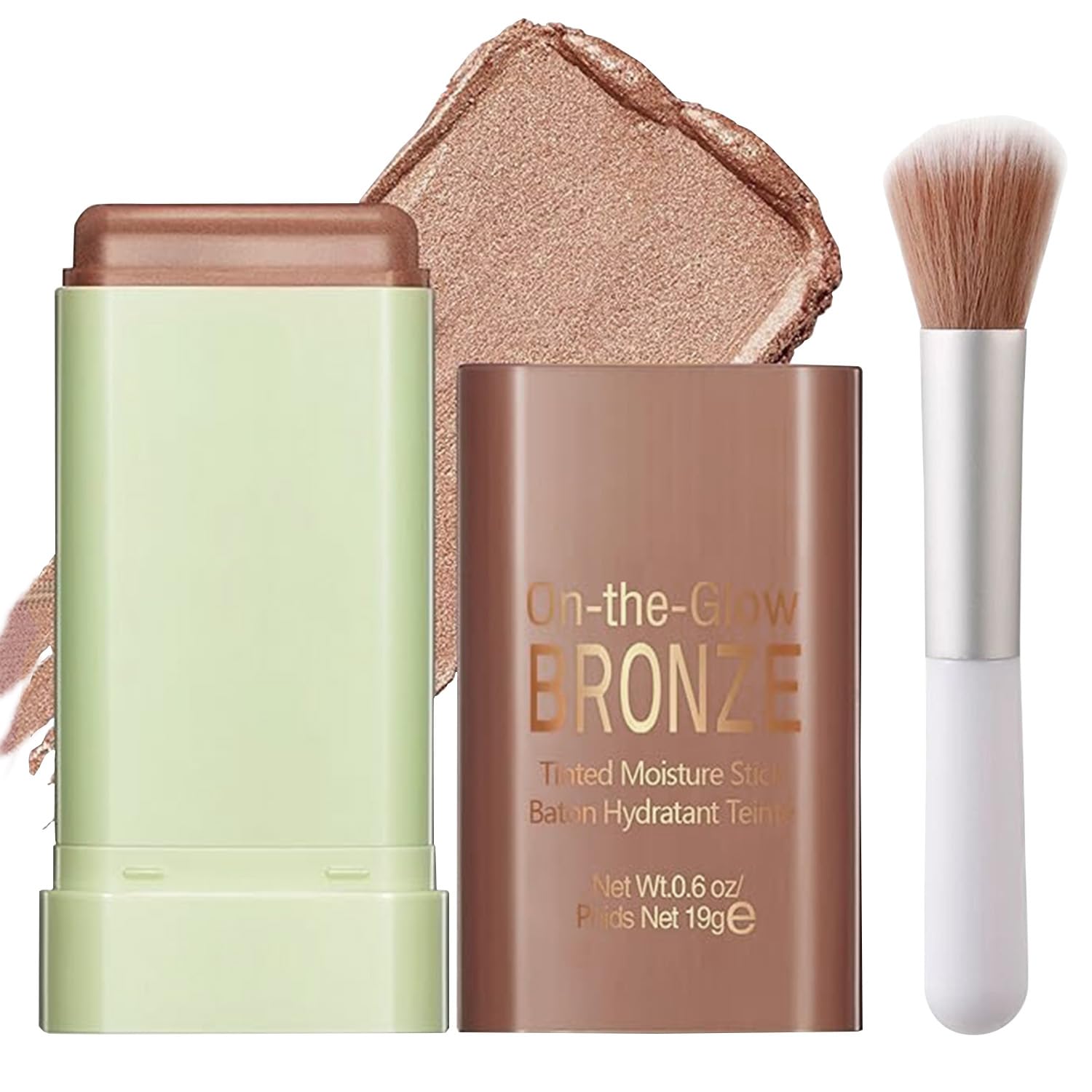 3-in-1 Bronzer, Blush & Contour Stick, Multi-Use Cream Makeup Stick for Cheeks Lips & Eyes, Long-Lasting, Smooth & Blendable