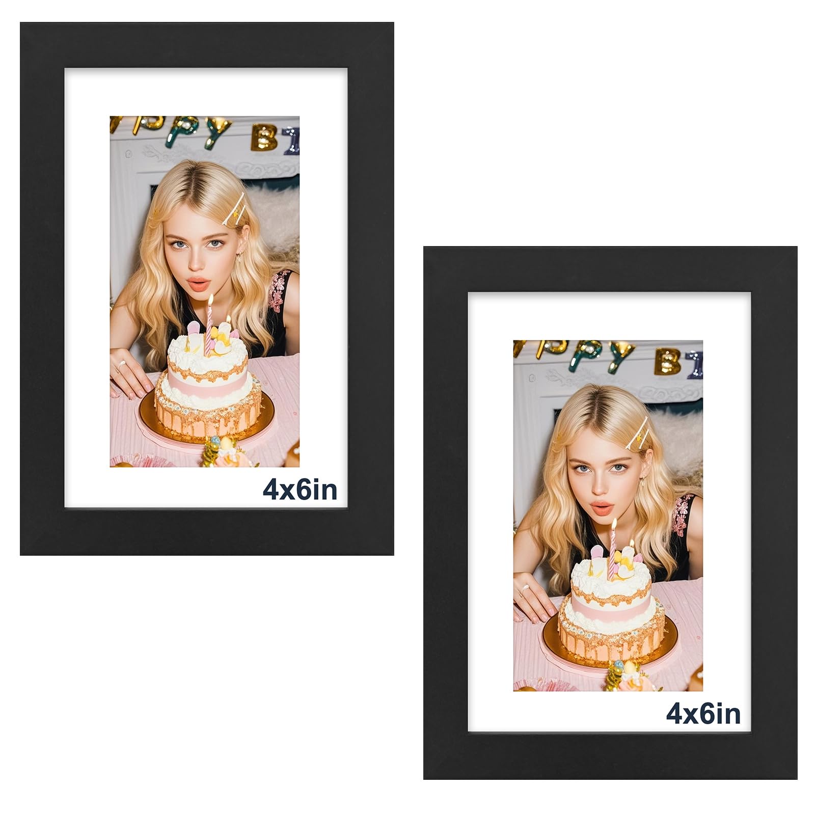 6x4 Photo Frames Black - 2 Pack 4x6 Picture Frames with Mount, Small Postercard Frame for Wall Mount & Desktop