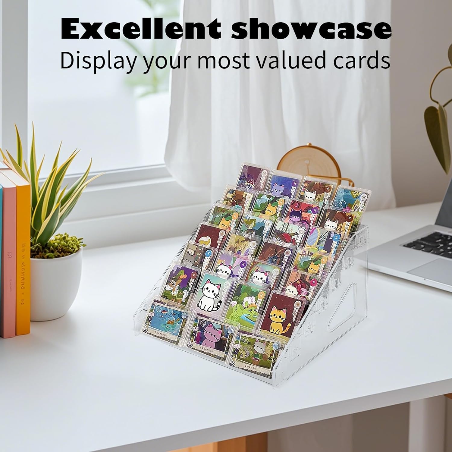 4 Pcs 7 Tier Acrylic Card Display Stand 12 in Versatile Stand Holder Portable Display Rack for Graded PSA Sports Cards Business Trading Cards Greeting Card