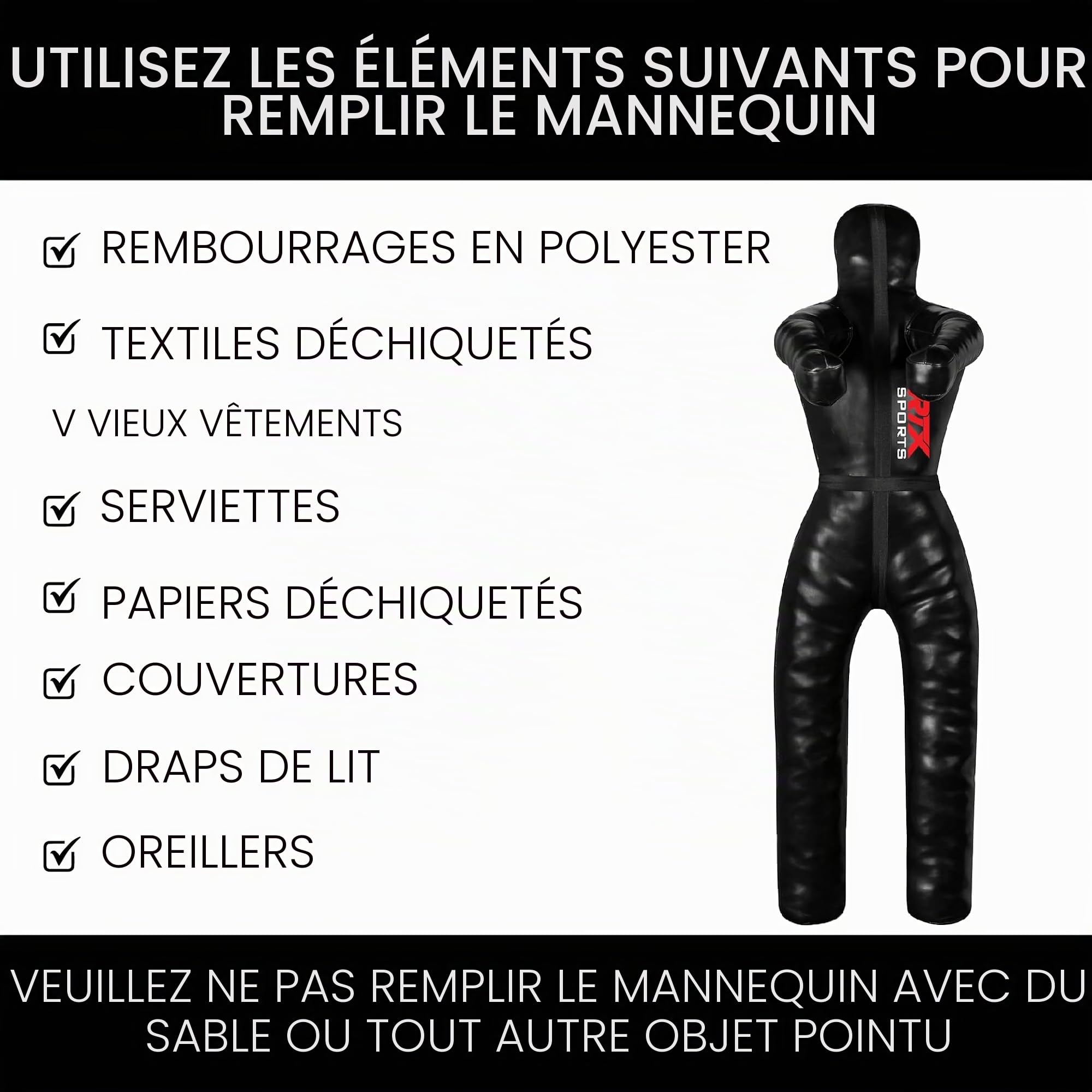 RTX MMA Judo Grappling Dummy Boxing Bag Brazilian BJJ Jiu Jitsu Position Stand Wrestling BJJ Dummy Arts Martiaux Boxing Box Training Dummies - Rexine - Non rempli