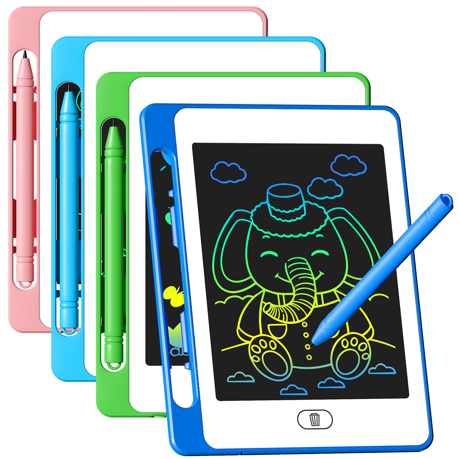 4 Pack LCD Writing Tablet for Kids, 6.5 Inch Colorful Doodle Board Drawing Tablet, Erasable Reusable Electronic Drawing Pads, Educational Learning Toys Birthday Gifts for Girls Boys Age 3 4 5 6 7 8