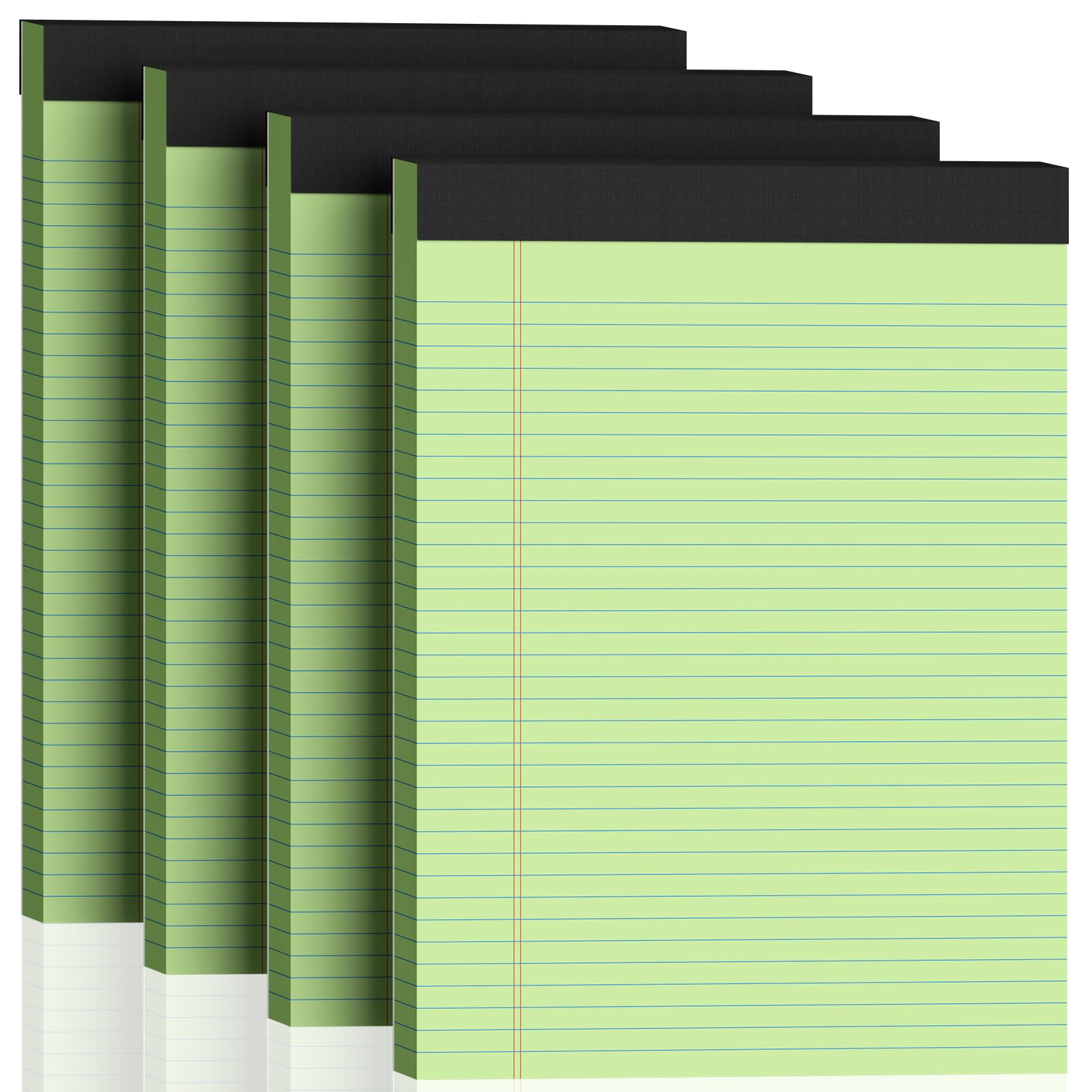 Notizblöcke, liniert, 21,6 x 27,9 cm, liniertes Papier, Spanplattenrückseite, mikroperforiertes Notizpapier für Büro- und Schulbedarf, 200 Blatt, Grün, 4 Stück