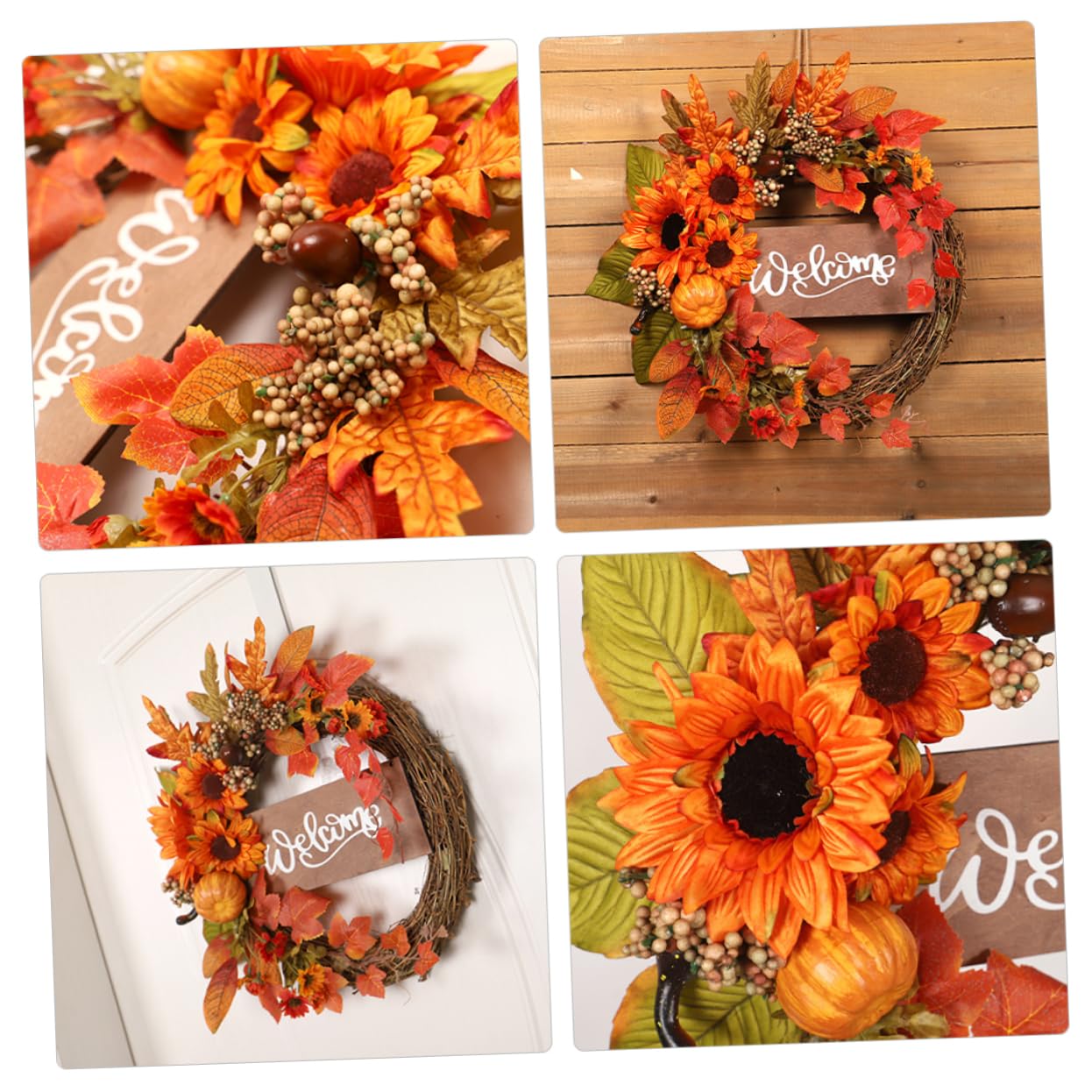 Sonnenblumen Herbstkranz für Türdekoration, Orange