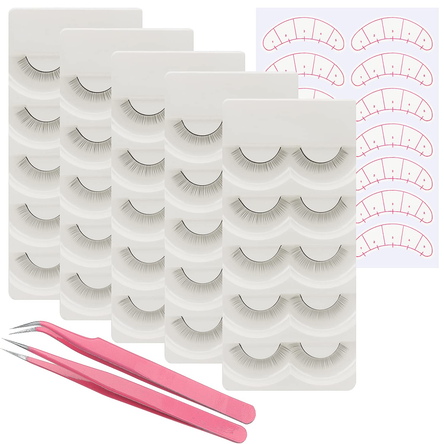 25 Pairs Practice Lashes for Lash Extensions Supplies,Training Lashes Self-Adhesive Practice Lashes for Training Eyelash Extension Makeup Beginners