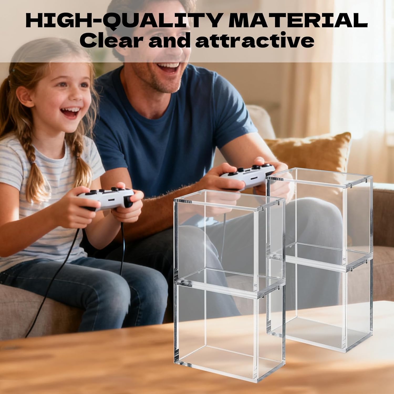 Rainmae 4 Pack Acrylic Magnetic Case Compatible with PKMN Booster Boxes Stackable 5/8mm Thick Booster Box Case Display Protectors Magnetic Closure Booster Box Gifts for Cards Collectors