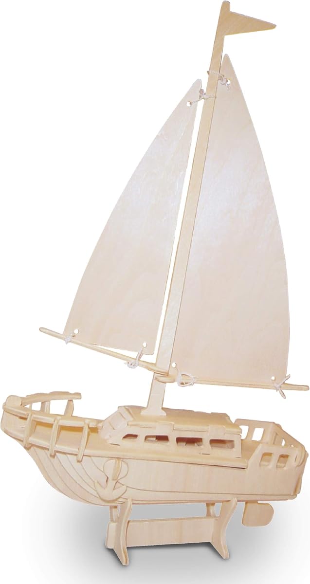 Rompecabezas de madera modelo velero 3D Puzzled, kit de construcción - Paquete de 30 piezas | rompecabezas de madera únicos para adultos, rompecabezas de escritorio, kit de construcción de avión, rompecabezas cortado con láser, rompecabezas de madera 3d para niños