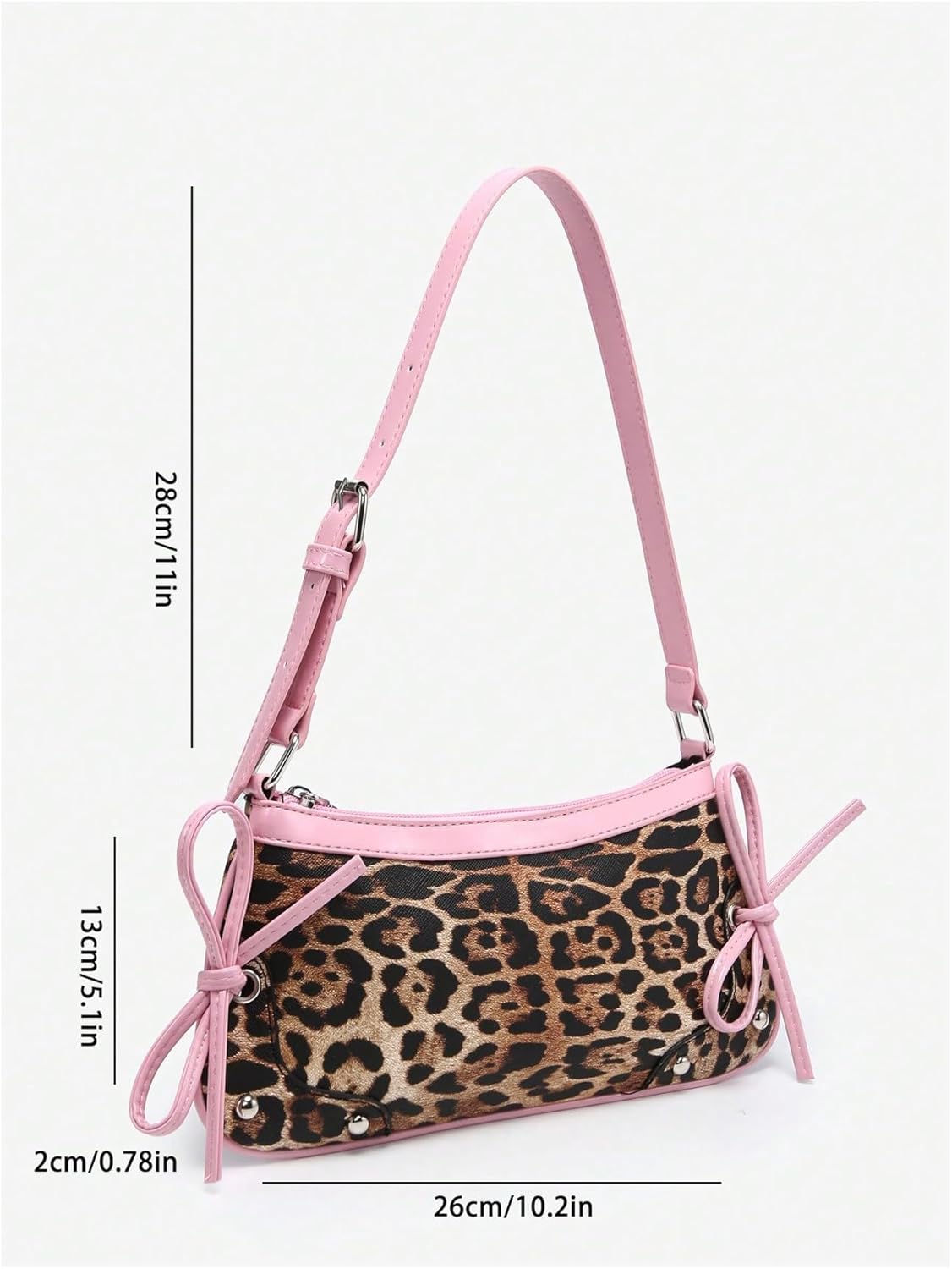 Floerns Women's Y2k Cheetah Print Shoulder Bag Cute Bow Tie Leather Vintage Handbag