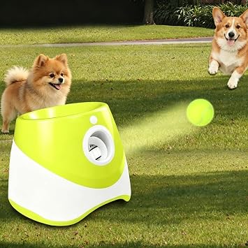 Automatic Dog Ball Launchers, Ball Thrower Dog Machine with 3 Firing Ranges for Outdoors Courtyards Parks, Mini Throwing Balls Machine for Small Medium Dogs