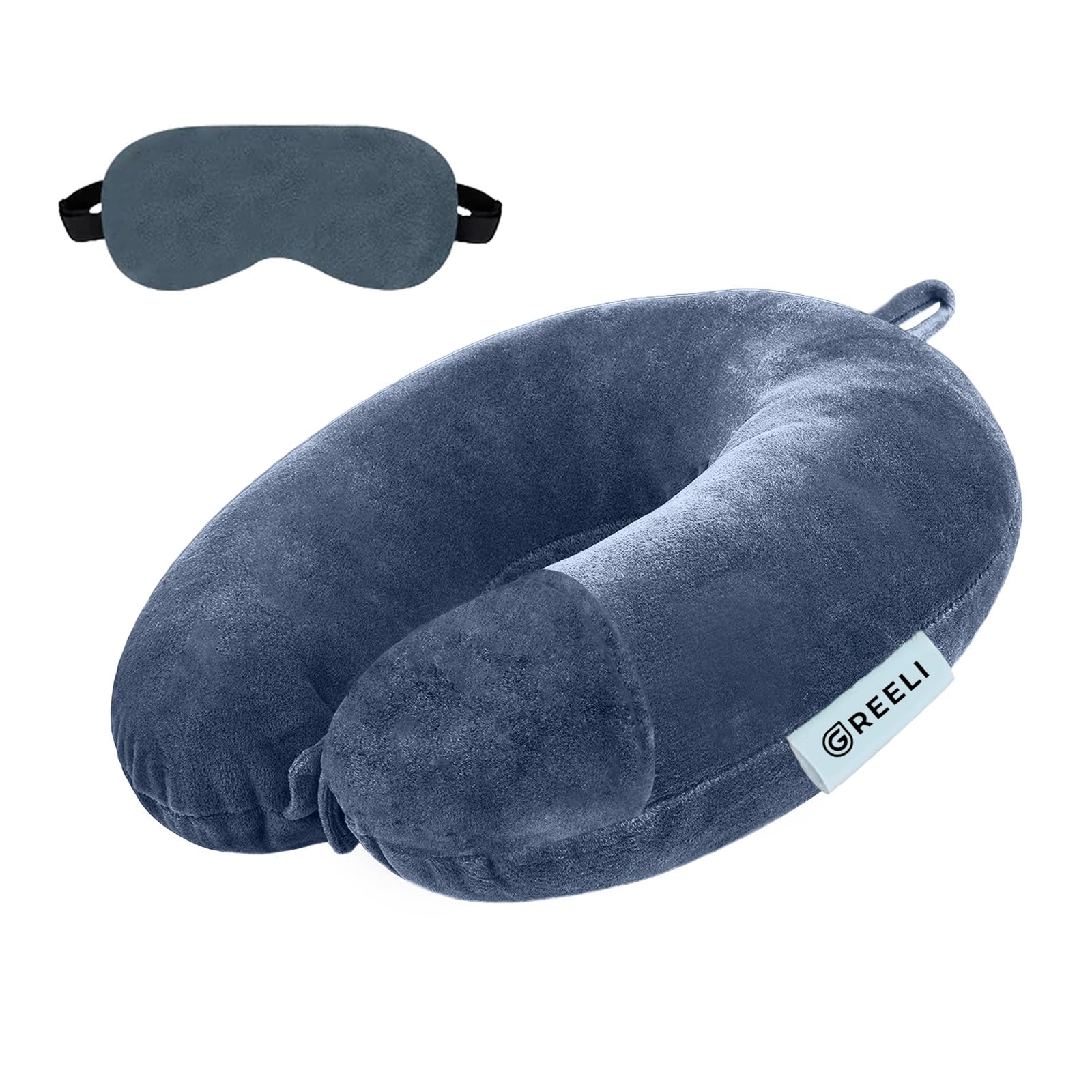 Cotton Blend Neck Pillow for Travelling Luxurious Airplane Travel Pillow Head Rest Neck Holder Pillow Combo with Premium Eye Mask & 5 Years Warranty, Grey