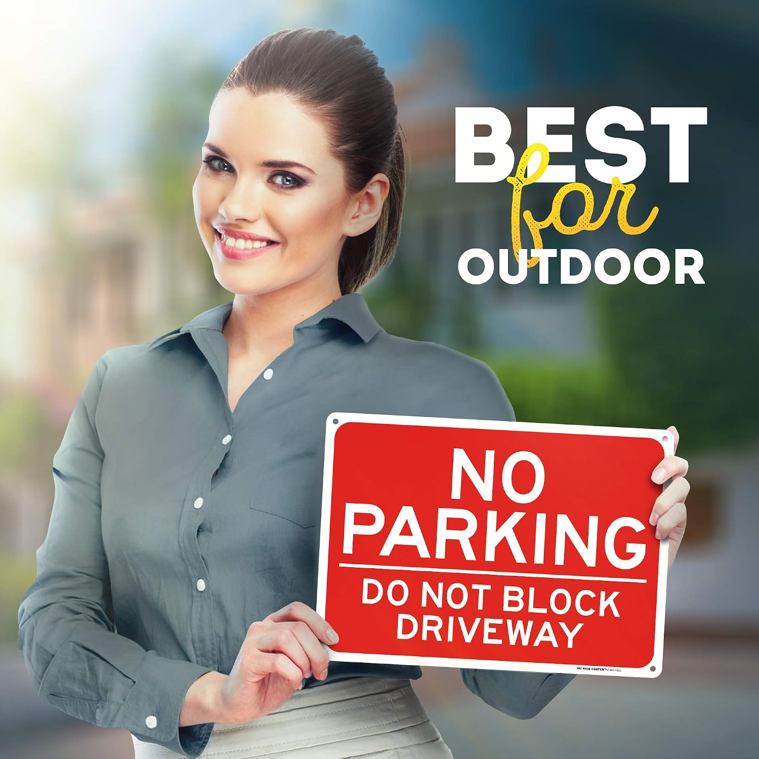 No Parking Do Not Block Driveway Sign, 10" x 14" 0.40 Aluminum, Fade Resistance, Indoor/Outdoor Use, USA MADE By My Sign Center