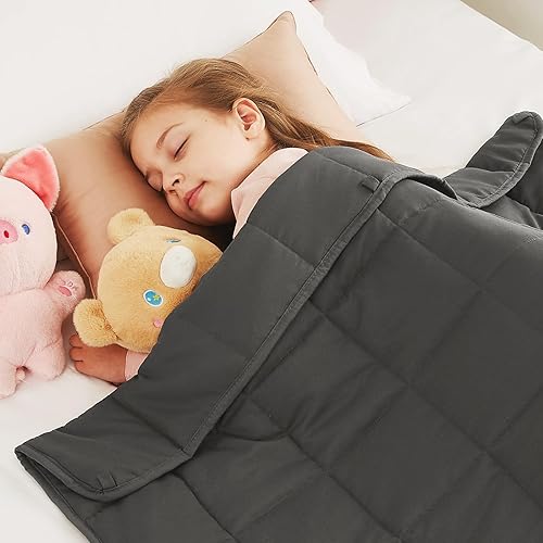 CuteKing - Manta gruesa con peso para niños de 40-60 libras (5 libras, 36 x 48 pulgadas, individual, gris) para refrescar y calentar con cuentas de