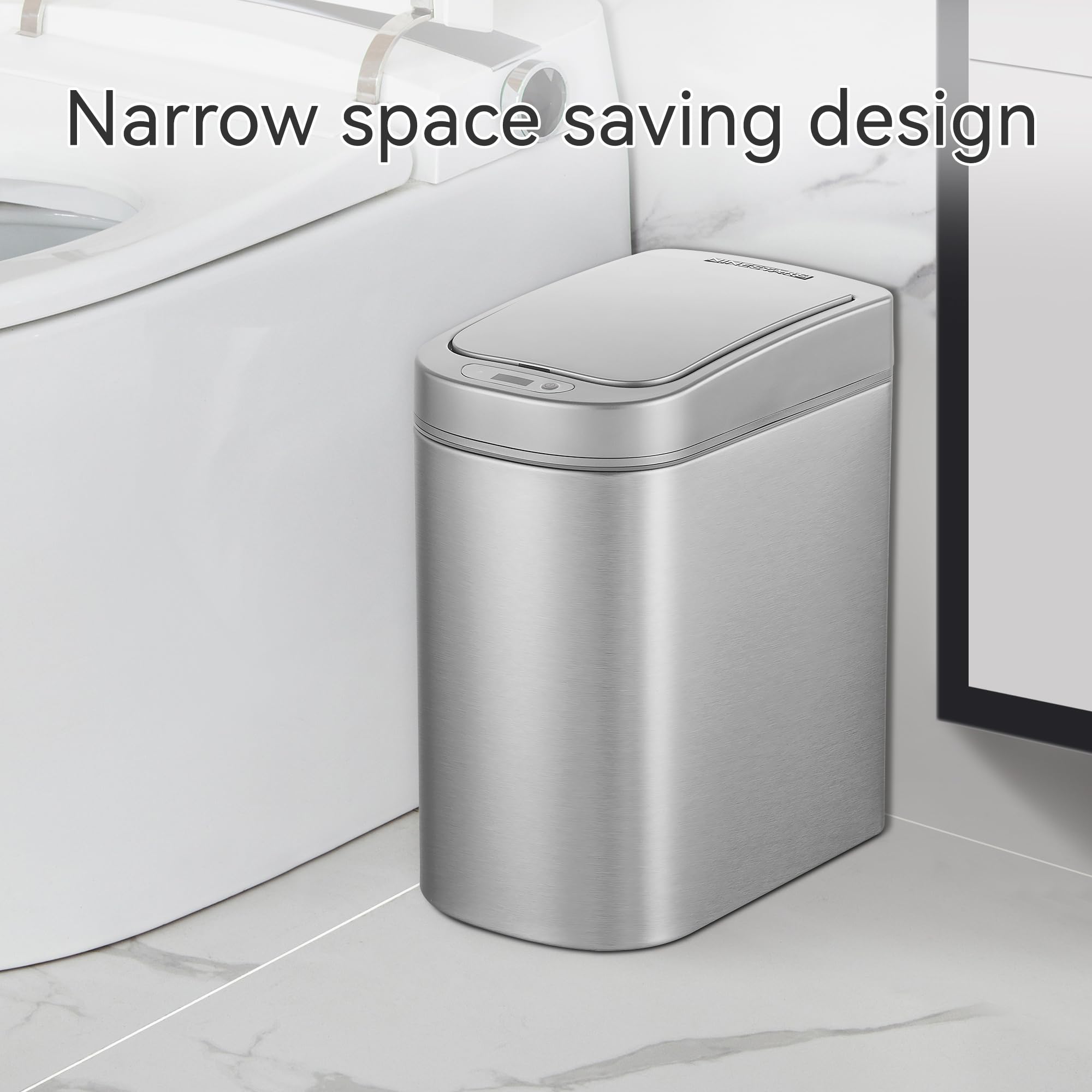 Ninestars Automatic Motion Sensor Bathroom Trash Can, 1.8 Gallon Smart Opening Garbage Bin for Bathroom, Bedroom, Kitchen, Office
