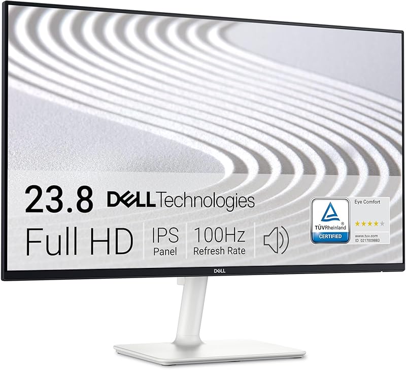 Dell S2425H 24" Full HD (1920x1080) Écran PC, 100Hz, IPS, 4ms, 99% sRGB, Haut-parleurs intégrés, Bords Ultra-Fins, 2X HDMI, Garantie 3 Ans, Blanc