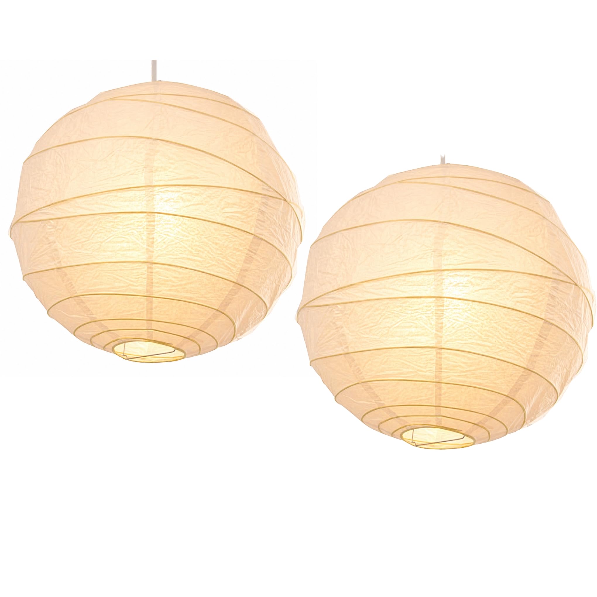 Loxton Lighting White Pack Of 2 Large 40Cm Irregular Bamboo Lantern, Paper, - Lampshades For Bedrooms, Living Rooms, Students, Weddings (2)