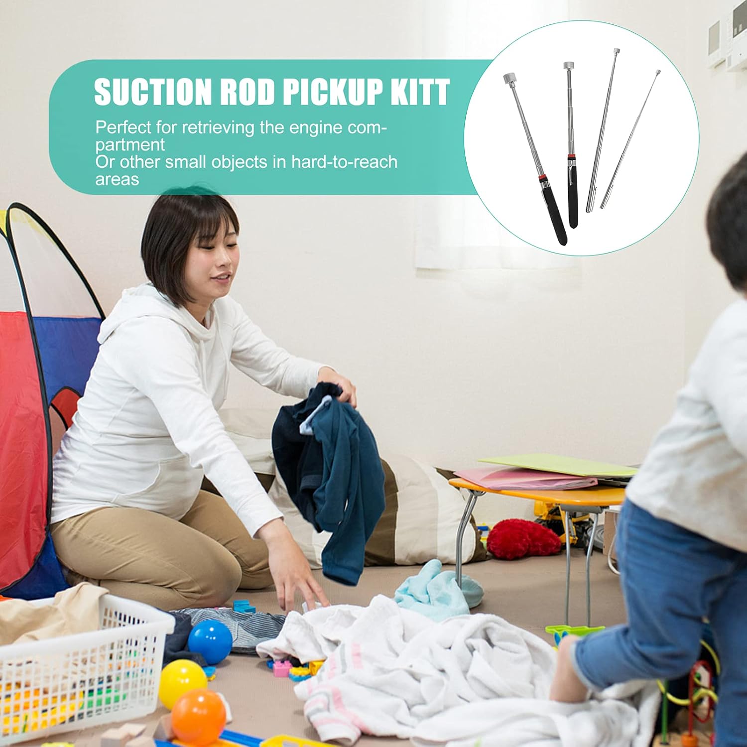 4pcs Flexible Magnetic Telescoping Pickup Tool Set for Retrieving Objects Hard Reach Areas Includes Inspection Mirror and Lighted Magnet Pickup Gadget
