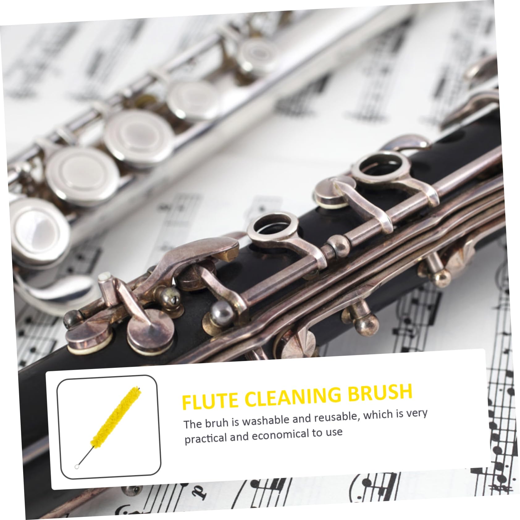 Levemolo Cotton Thread Flute Cleaning Brush Portable Long Reach Flute Silk Swab Instrument Cleaning Tool