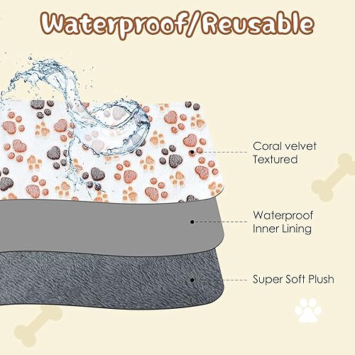 Miniatura 6 de YUEPET Mantas impermeables para perros, paquete de 2 mantas lavables para perros para cama, sofá, protector de forro polar de franela para